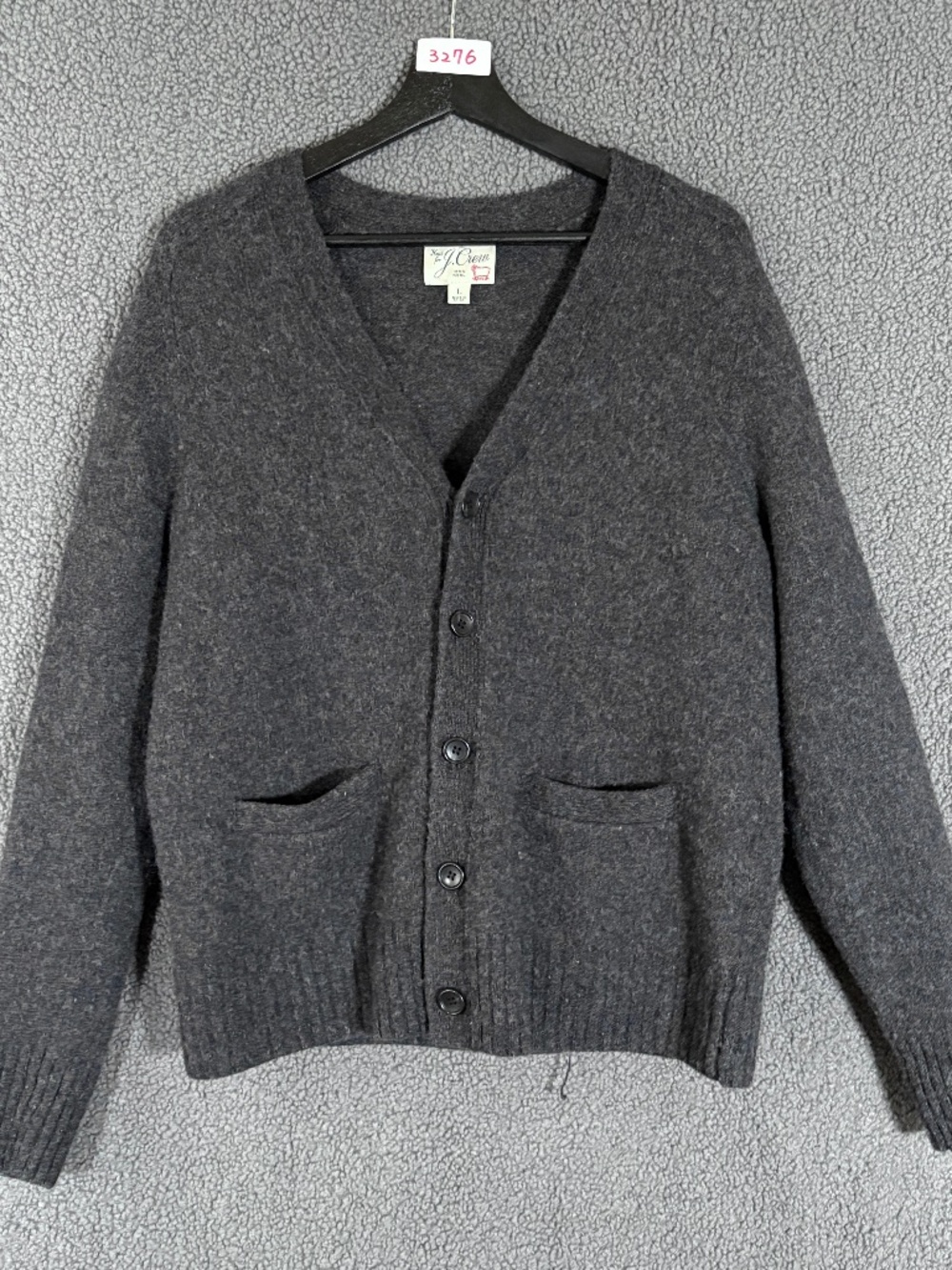 J Crew Brushed Wool V neck Cardigan Sweater - Men's Size L - Gray